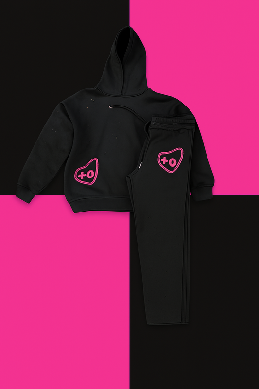 XO Black/Pink Rhinestone Sweatsuits